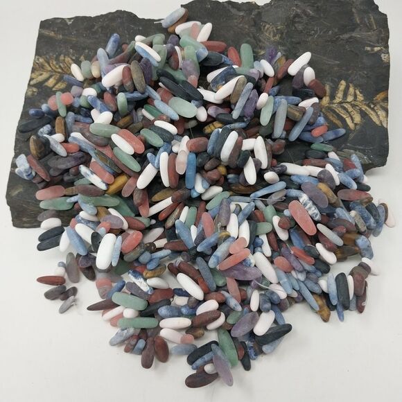 One Strand Natural Raw Mixed Agate Beads - Picture 1 of 6